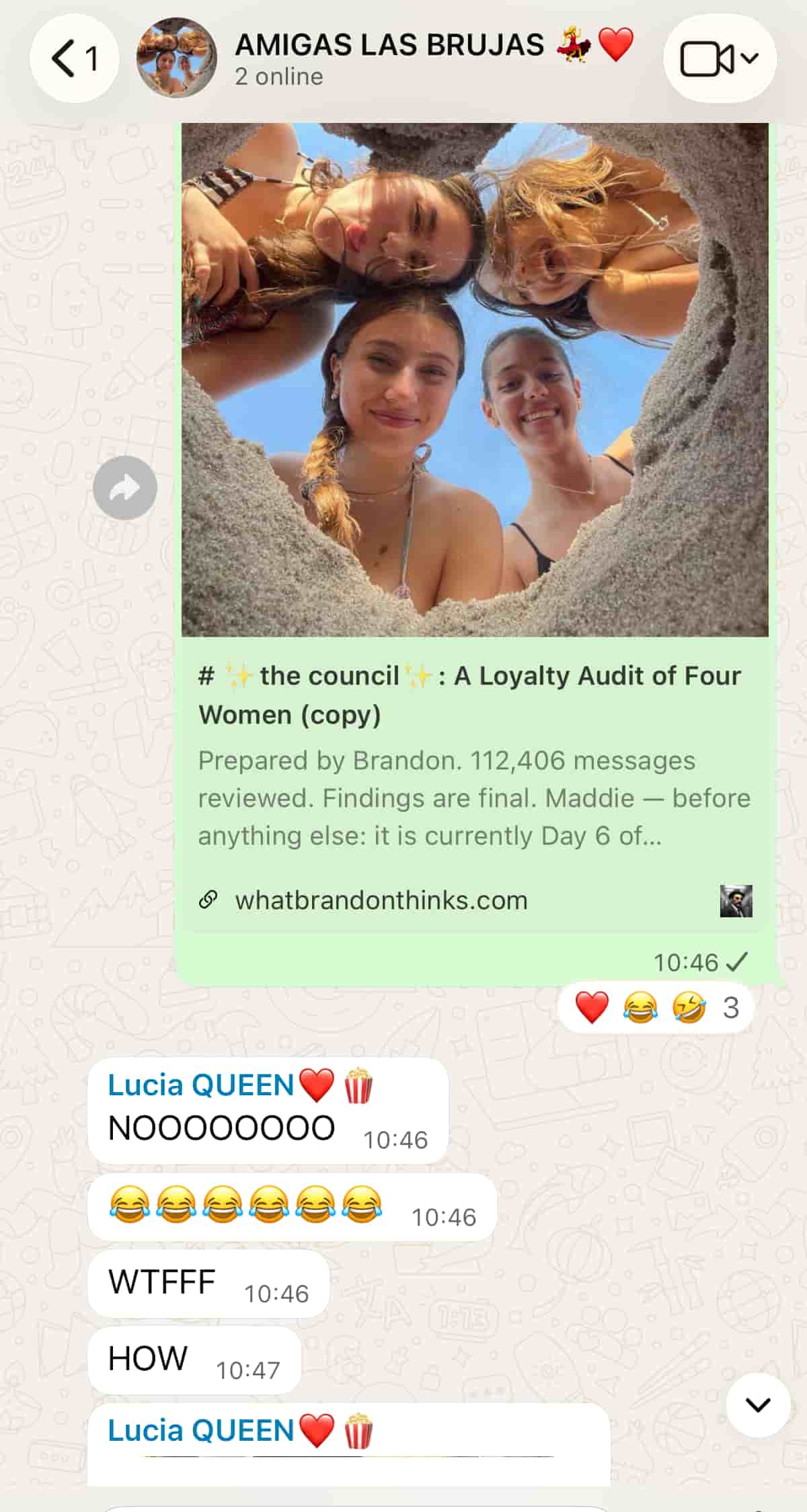 💅 Girls reaction to a Brandon report