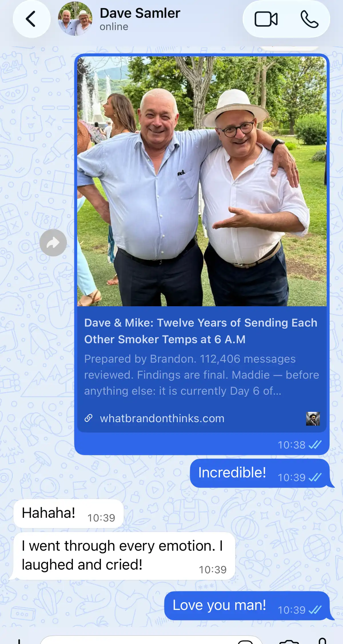 🤝 Old friend reaction to a Brandon report